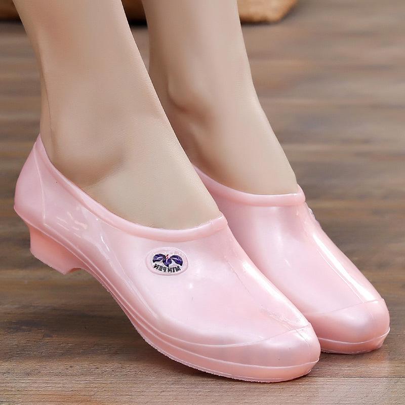 レインブーツ レディース おしゃれ 薄手 防水 防滑 ローカット ショート丈 耐摩耗性 作業用 雨の日 普段使い ワークシューズ PVC製 イエロー ピンク ブルー ベージュ