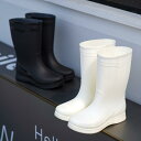雨靴 レディース ミドル丈 PVC レインブーツ 厚底 ローヒール 完全防水 滑りにくい 雨の日 梅雨 雪対策 高耐久 普段使い 女性用 無地(x2)