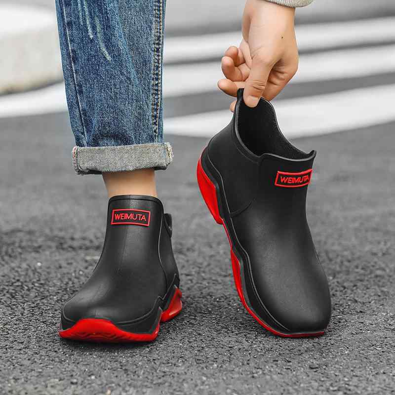 レインブーツ 男女兼用 ユニセックス 防水 ショート丈 厚底 軽量 PVC素材 滑り止め アウトドア 普段使い カジュアルスタイル ローヒール オフホワイト ブラック キャメル