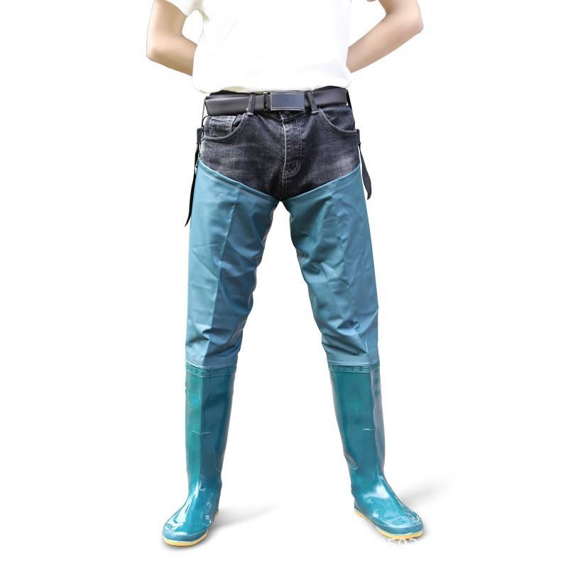 レインシューズ 長靴 メンズ 胴付き長靴 ウェーダー ウェストハイ 膝上丈 オーバーオールタイプ 防水 長時間作業用 厚底 ゴム底 田植え 農業作業 釣り 川釣...