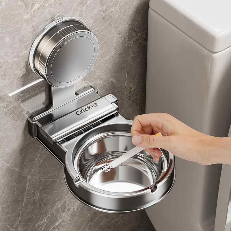 灰皿 アッシュトレイ 吸盤 壁掛け式 バスルーム トイレ ベランダ 灰飛散防止 収納 シガレットケース ラ..