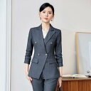 セットアップ レディース 秋冬 長袖 ダブルブレスト ジャケット スカート スーツ ビジネス オフィス 通勤 接客業 制服 ユニフォーム スタイルアップ 細見え エレガント(x2)
