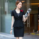 スーツ レディース 半袖 スカートスーツ セットアップ 2点セット 春夏 オフィス ビジネス 通勤 事務服 フォーマル ポリエステル 伸縮性(x2)