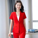 レディース ホテル 制服 フロント 受付 レジ 事務服 オフィス ビジネス 宝飾店 エステサロン 接客業 半袖 ジャケット スカート パンツ セットアップ 春夏 ポリエステル(x2)