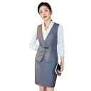 セットアップ レディース グレー ベスト ジレ スカート オフィス ビジネス フォーマル 制服 ユニフォーム 事務服 通勤 ポリエステル ポリウレタン 伸縮性 ...