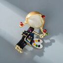 ブローチ 女の子 女性用 かわいい 小さな画家 キャラクター 個性的 高級感 上品 エナメル 銅製 スーツ コート ファッション小物 ワンポイント アクセサリー...