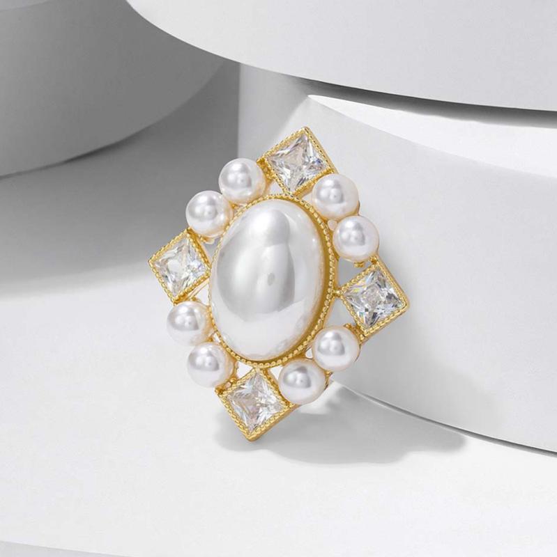 ブローチ 男女兼用 おしゃれ エレガント レトロ パール 高級感 ひし形 銅製 マイクロパヴェ スカーフ留め スーツ コート ジャケット アウター 普段使い フォーマル