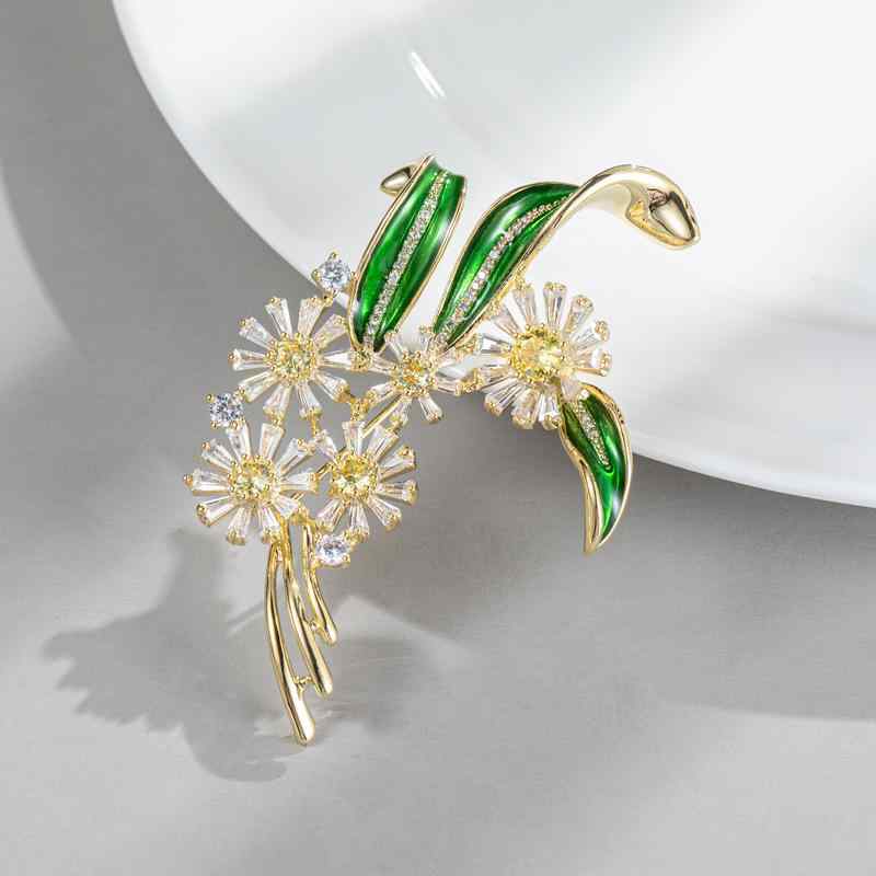 ブローチ レディース 高級感 花 麦の穂 モチーフ 個性的 デザイン スカーフクリップ スーツ コート ジャケット用 ラペルピン コサージュ エレガント 上品 ...