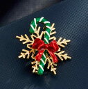 ブローチ レディース 女性用 クリスマス 雪の結晶 キャンディケイン リボン かわいい 上品 個性的 高級感 銅製 エナメル加工 ホリデー パーティー カジュア...