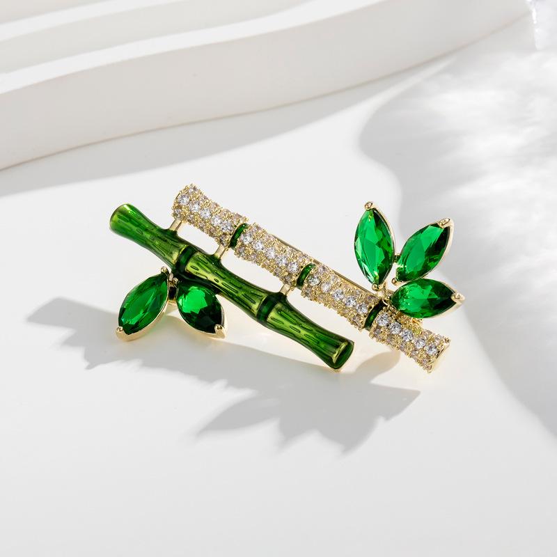 ブローチ 男女兼用 平安竹 バンブー ピン 銅製 高級感 おしゃれ エレガント スーツ ジャケット コート 普段使い ビジネス フォーマル 植物モチーフ アクセ...