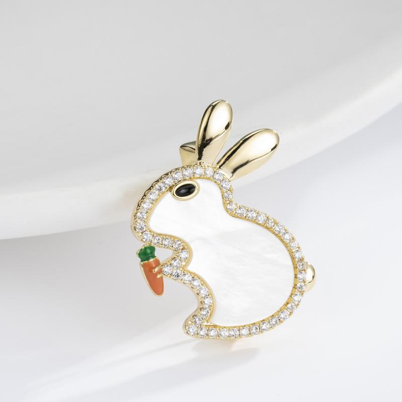 ブローチ レディース かわいい シェル うさぎ 動物モチーフ 個性的 デザイン 銅製 マイクロインレイ 普段使い 万能 コーデ おしゃれ ジャケット コート ア...