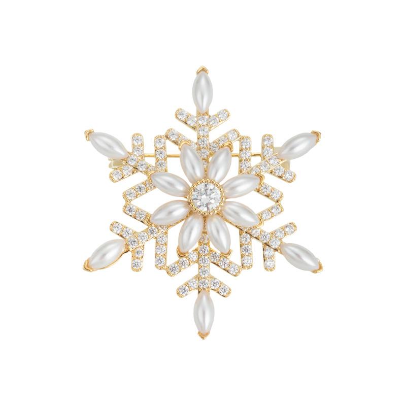 ブローチ レディース 回転式 雪の結晶 高級感 豪華 エレガント 上品 ライトラグジュアリー 銅製 電気メッキ加工 秋冬 フォーマル 結婚式