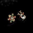 ピアス レディース クリスマス 雪の結晶 鹿 トナカイ 新年 お祝い イベント パーティー かわいい 個性的 華やか 銅製 電気メッキ加工 普段使い ファッション イヤリング
