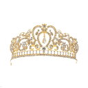 ヘッドドレス レディース 欧米風 高級感 バロック調 レトロ クイーン 大ぶり ゴールド ティアラ 冠 花嫁 新婦 結婚式 ウェディング ブライダル 髪飾り アクセサリー(x3)