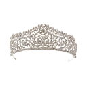 ティアラ 冠 クラウン 花嫁 ブライダル ウェディング 欧米風 レトロ 華やか 水晶 プリンセス 女王 豪華 ヘッドドレス 髪飾り アクセサリー 合金 シルバー ゴールド 電気メッキ加工(x3)