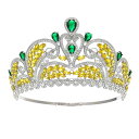 ヘアアクセサリー 花嫁 ウェディング ブライダル 結婚式 披露宴 クラウン ティアラ 王冠 ヘッドドレス 髪飾り バロック 大型 ゴージャス 高級感 ジルコニア ラインストーン 合金(x2)