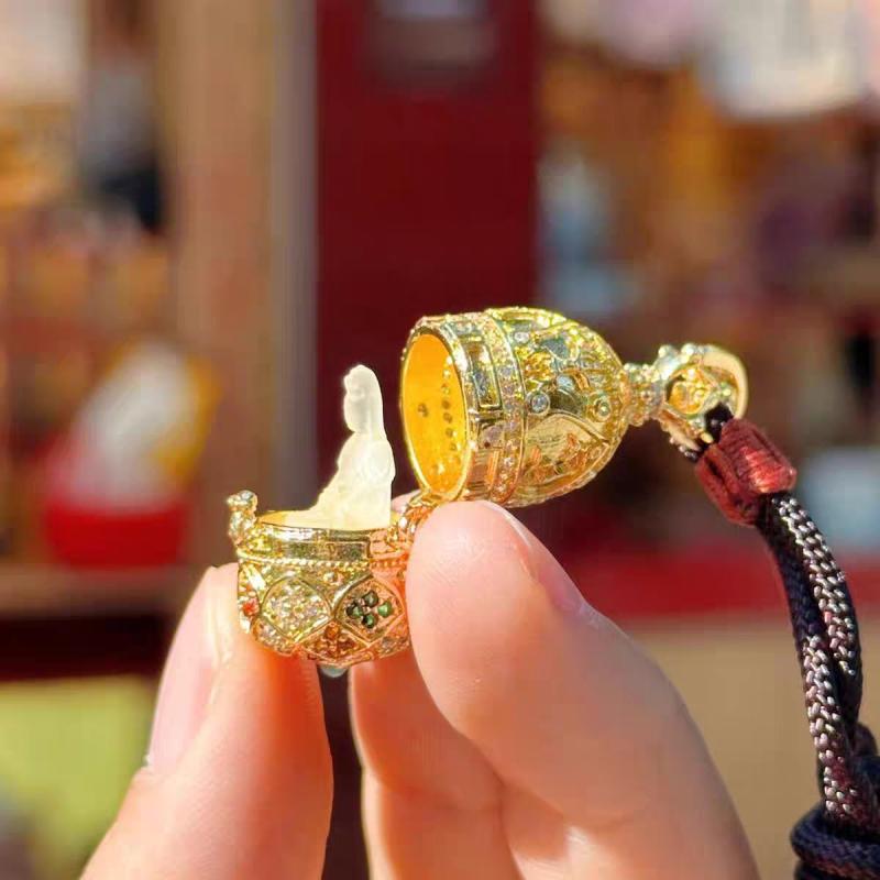 ペンダント ネックレス レトロ アンティーク 中国風 瑠璃 合金製 ガウボックス 携帯ミニ仏壇 仏龕 御守..