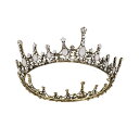 ヘッドドレス レディース 欧米 レトロ アンティーク クラウン 花嫁 ウェディング ブライダル プリンセス ティアラ ゴールド ラインストーン ジルコニア クリアクリスタル ラウンド型