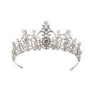 ティアラ 花嫁 ウェディング 豪華 ジルコニア ラインストーン プリンセス 王冠 ヘッドドレス シルバーカラー 花モチーフ 合金製 結婚式 発表会 パーティー 記念日(x3)