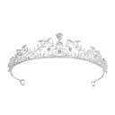 ティアラ レディース 花嫁 ウェディング ジルコニア クラウン ヘッドドレス 上品 優雅 結婚式 誕生日 成人式 プリンセス 韓国風 髪飾り シルバー(x2)