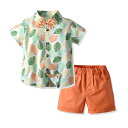 セットアップ 男の子 キッズ アロハシャツ ショートパンツ 上下セット 夏 海辺 リゾート バカンス お出かけ 普段着 綿 ライトブルー