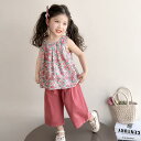 キッズ 女の子 セットアップ おしゃれ かわいい 春夏 子供服 ガールズ ベビー服 キャミソール 花柄 綿 薄手 柔らかな肌触り 普段使い お出かけ ツーピース