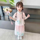 キッズ 女の子 春夏 セットアップ 上下セット 中国風 漢服 刺繍 薄手 軽量 綿混 接触冷感 吸湿速乾 半袖 クロップドパンツ ピンク イエロー 普段着 イベント衣装