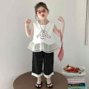キッズ 女の子 夏物 ノースリーブ Tシャツ 九分丈パンツ 上下セット 綿混 薄手 柔らか 韓国風 普段使い ルームウェア 赤 白