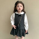 ワンピース 女の子 子供服 ベビー服 キッズ 水玉模様 セットアップ シャツ ジャンパースカート プリンセス風 韓国風デザイン 春秋 綿混素材 普段使い お出かけ Aラインシルエット かわいい 柔らかい肌触り