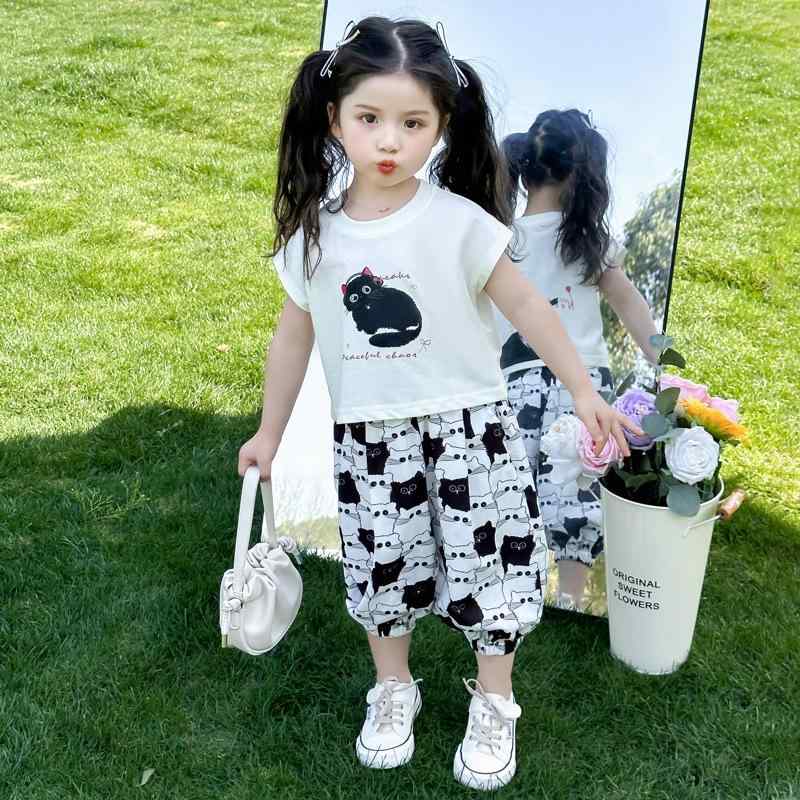 子供服 女の子 キッズ ベビー 半袖 セットアップ ショートパンツ 虫よけパンツ 綿混 薄手 接触冷感 柔らかい おしゃれ 夏 サマー 普段使い 2点セット