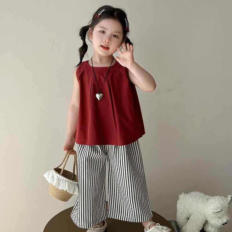 キッズ 女の子 ショートパンツ セットアップ ストライプ おしゃれ カジュアル トレンド 韓国風 薄手 ノ..