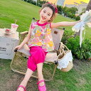 キッズ 女の子 ベビー ノースリーブ 小花柄 タンクトップ バルーンパンツ 綿 コットン 薄手 おしゃれ かわいい 春夏 トレンド セットアップ 2点セット