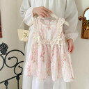 ワンピース 女の子 ベビー キッズ 綿 小花柄 フリル袖 ティアード プリンセス かわいい 柔らか素材 カジュアル 夏 普段使い お出かけ