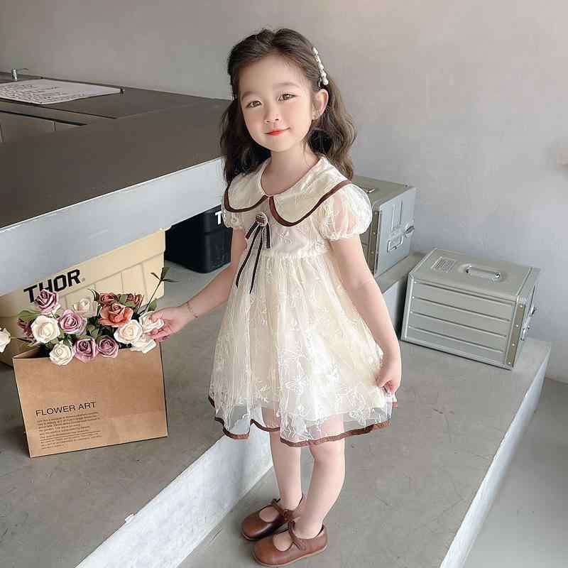 ワンピース キッズ 女の子 半袖 プリンセス チュール ふんわり フレア Aライン 綿素材 かわいい おしゃ..