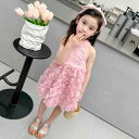 ワンピース 女の子 キッズ ベビー 幼児 バラ 花柄 ノースリーブ バルーンシルエット かわいい プリンセスドレス コットンブレンド 夏 お出かけ キュート