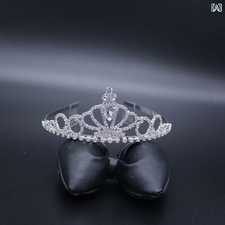 花りぼんのキッズ ヘアアクセサリー ラインストーン クラウン ティアラ カチューシャ 欧米風 ハート型 シルバー 電気メッキ加工 結婚式 誕生日 発表会 パーティー イベント(x2)｜アングル2
