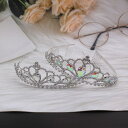 ヘッドドレス ヘアアクセサリー レディース キッズ 子供 ティアラ クラウン 花嫁 ブライダル ウェディング 欧米風 雫型 ハート型 ラインストーン クリスタル 電気メッキ加工 結婚式 誕生日 発表会 イベント パーティー シルバー(x2)
