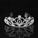 ヘッドドレス 花嫁 新婦 欧米風 豪華 高級感 特大 ハート型 ラインストーン ティアラ シルバー 電気メッキ加工 結婚式 ブライダル ウェディング ヘアアクセサリー(x2)