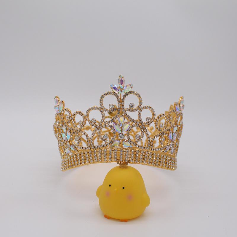 ヘッドドレス 花嫁 ウェディング ブライダル 欧米風 レトロ調 アンティーク調 ラウンド ラインストーン ジルコニア ゴールド 電気メッキ ティアラ クラウン ...