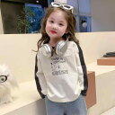 Tシャツ 女の子 キッズ ベビー 子供 切り替え 長袖 韓国風 おしゃれ かわいい カジュアル クルーネック 丸首 綿混 コットンブレンド 柔らかい デイリーウェア 春秋 トップス カットソー キャラクター