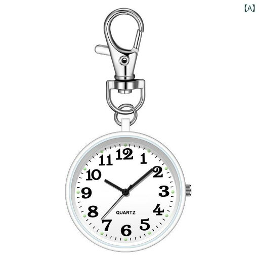 懐中時計 学生 高齢者 子供 受験用 男女兼用 ナースウォッチ ポケットウォッチ キーホルダー カラビナ付き ビッグフェイス 大きな数字 見やすい文字盤 プラスチック製 円形 携帯用 シンプル