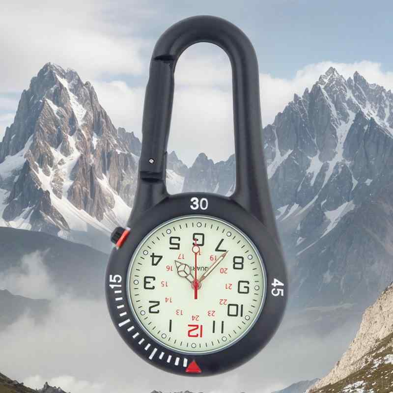 ウォッチ カラビナ 懐中時計 ナース 作業用 登山 学生 高齢者向け 多機能 夜光 防水 クオーツ アナログ表示 リュック キーホルダー ベルト ウエスト 合金...