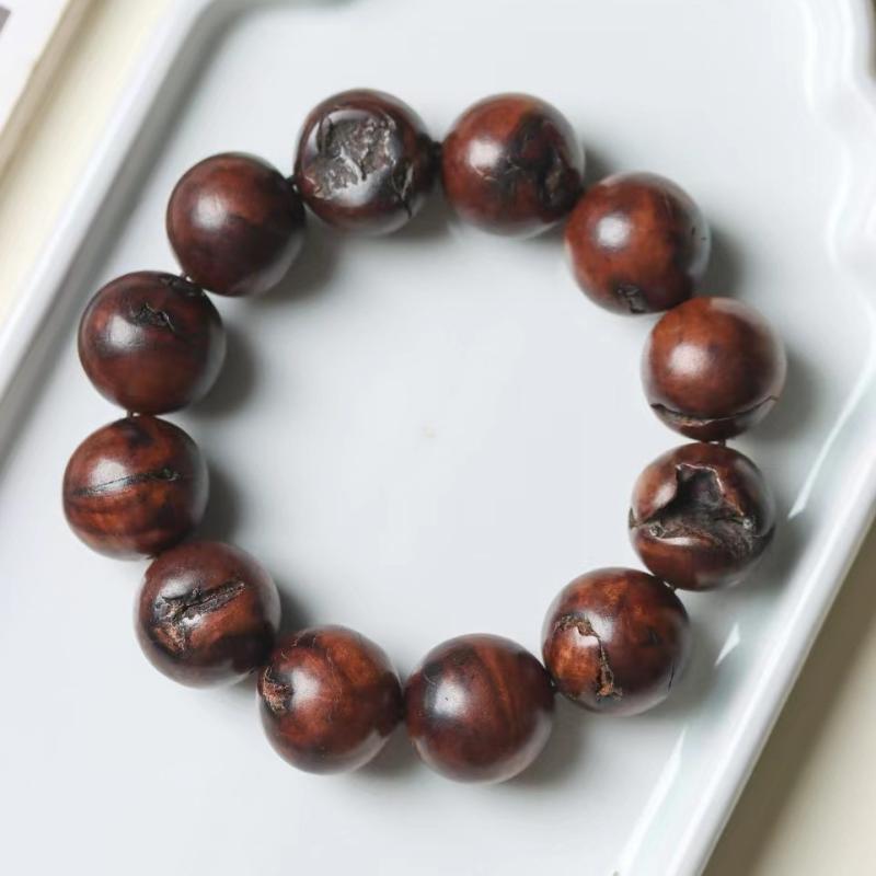念珠 男女兼用 雷撃棗木 雷痕模様 数珠 ブレスレット 20 18 15ミリ 木製 ハンドメイド 民族風 文玩 コレクション お守り(x2)