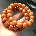 ブレスレット メンズ 男性用 菩提根 天然木 風化 キャラメル色 鶏油色 濃密な色合い 桶珠 シングル 数珠 普段使い レトロ カジュアルスタイル なめらかな