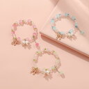 ブレスレット レディース かわいい グラデーション ガラス スズラン リボン クリームカラー ハンドメイド 花モチーフ 春夏(x2)