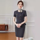 セットアップ レディース 半袖 ジャケット ビジネススーツ 上品 上質 ポリエステル ホテル 受付 事務服 オフィス 接客 通勤 春夏 スカート パンツ