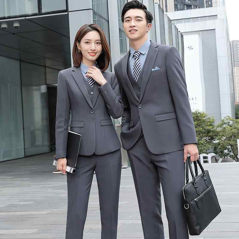 ビジネススーツ 男女兼用 高級感 韓国スタイル オフィス フォーマル スリムフィット セットアップ 1つボタン 2つボタン ブラック ネイビー グレー 混紡素材 通勤 リクルート