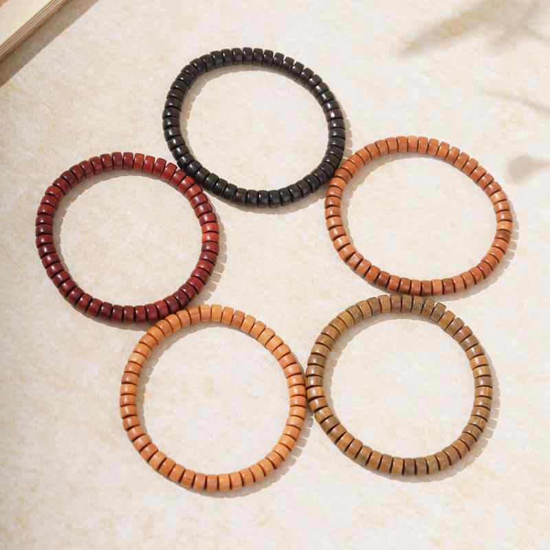 ブレスレット 数珠 ユニセックス 緑檀 黒檀 平玉 ストレートカット 伝統型 念珠 天然木 ハンドメイド 一連 6mm玉 48玉 エスニック 高品質 高級感 仏...