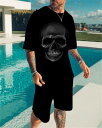 スポーツウェア セットアップ メンズ Tシャツ トップス 上下セット 半袖 ショートパンツ カートゥーン 3Dプリント カジュアル 大きいサイズ ゆったり ビッグシルエット 春夏 ポリエステル トレーニング ジム 普段使い(x2)