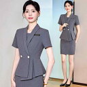 ビジネススーツ レディース 半袖 ジャケット ワンピース セットアップ ミディ丈 春夏 通勤 オフィス 事務服 受付 ホテル サービス業 制服 上品 きれいめ ポリエステル素材